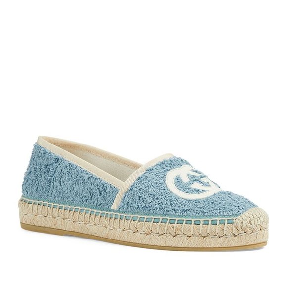 Gucci GG Logo Monogram Terry Espadrilles Flats Shoes - Picture 1 of 16